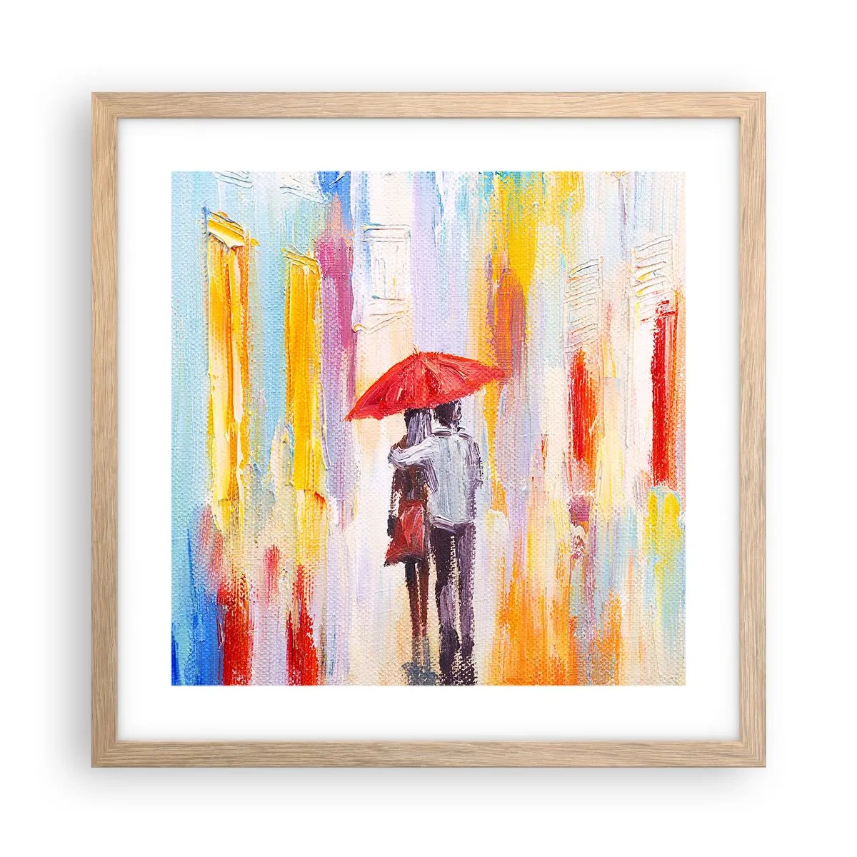 Póster en marco roble claro - Que siga lloviendo - 40x40 cm