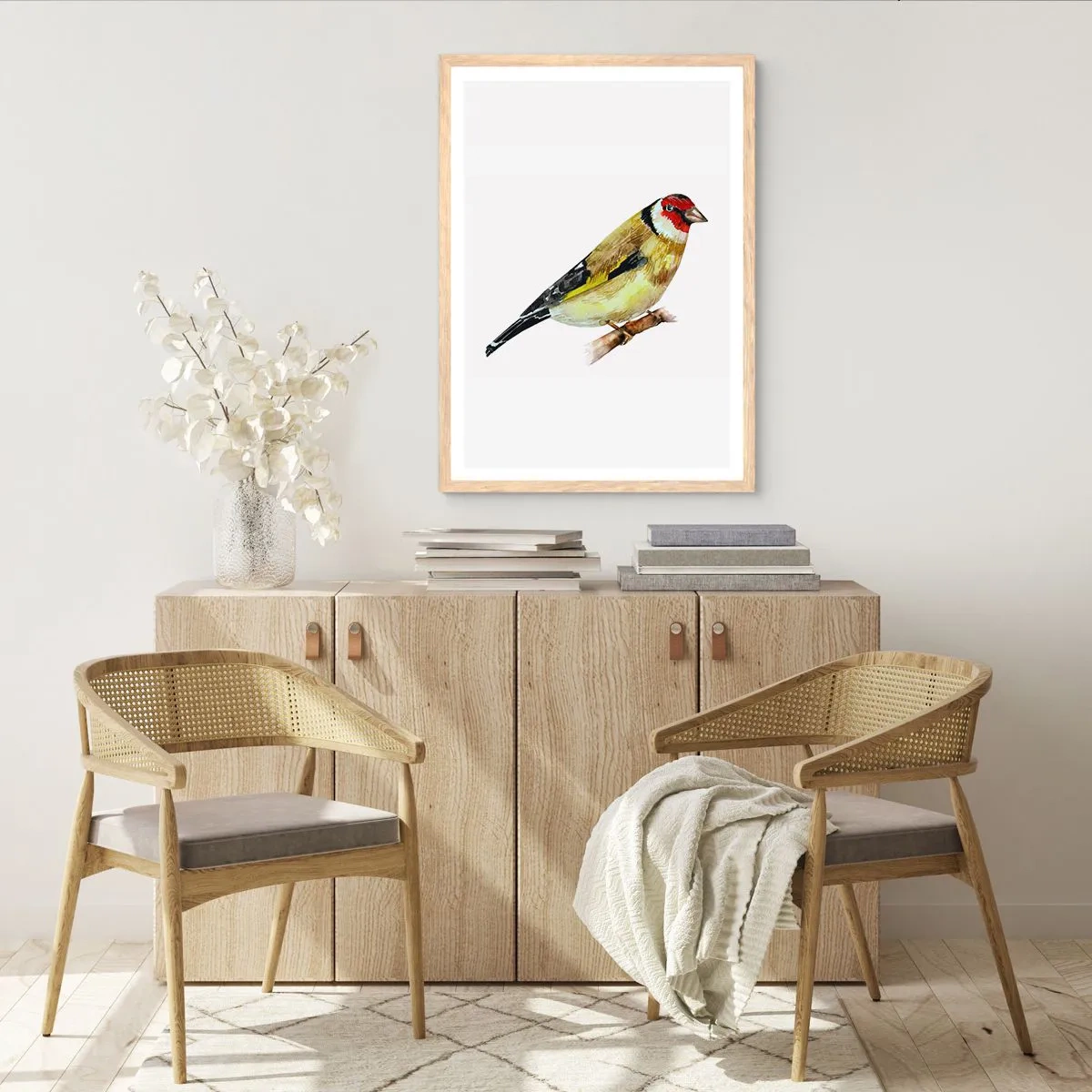 Póster en marco roble claro - Retrato de pájaro - 30x40 cm
