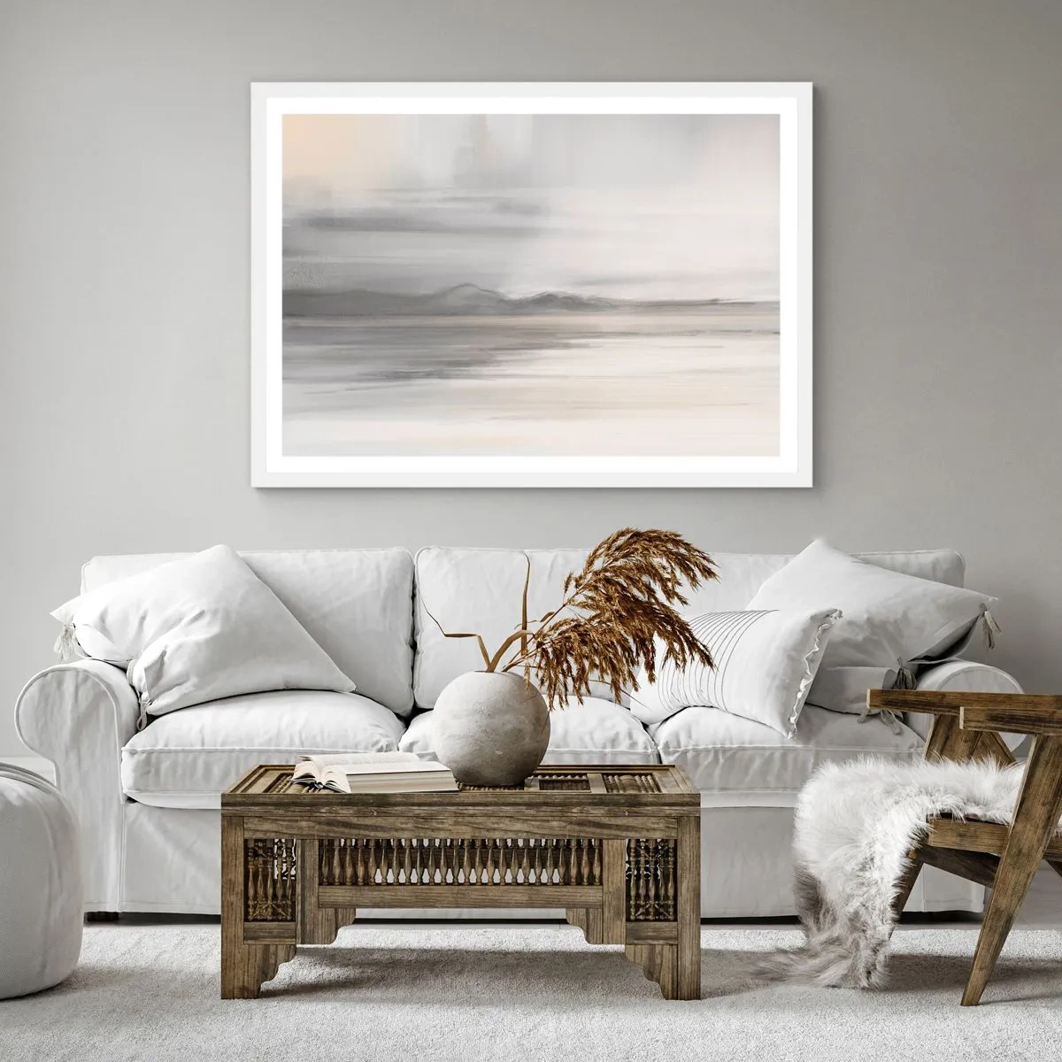 Póster en marco blanco - Una distancia reflexiva - 40x40 cm