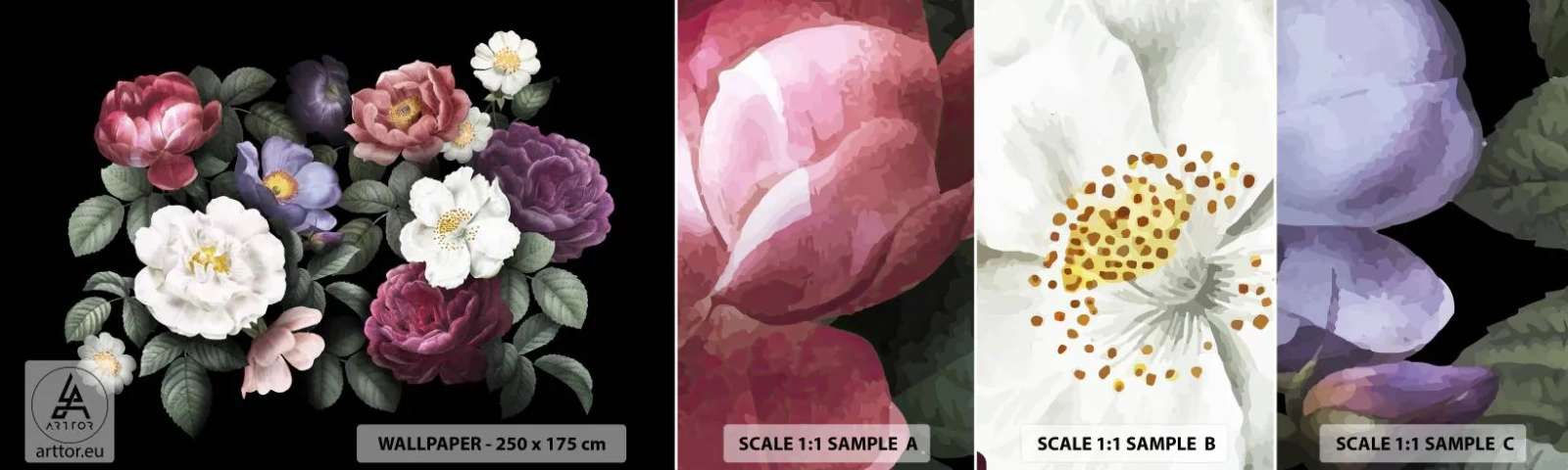 Muestra De Fotomural Standard Eco - De un jardín inglés - flores, Ramo de flores, Arreglo floral - 100x30 cm