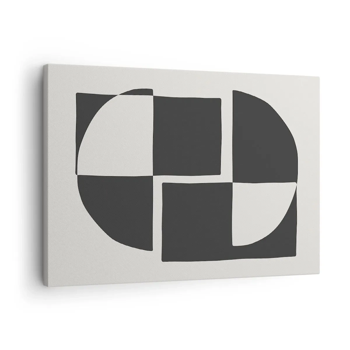 Cuadro sobre lienzo - Impresión de Imagen - Formas geométricas abstractas en blanco y negro - 70x50cm - Antítesis - síntesis - Decoración de pared moderna para salón y dormitorio ARTTOR