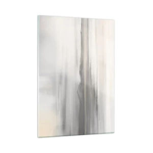 Cuadro sobre vidrio - Impresiones sobre Vidrio - Un delicado y borroso panorama montañoso en tonos gris pastel. - 50x70cm - Una distancia reflexiva - Decoración de pared moderna para salón y dormitorio ARTTOR