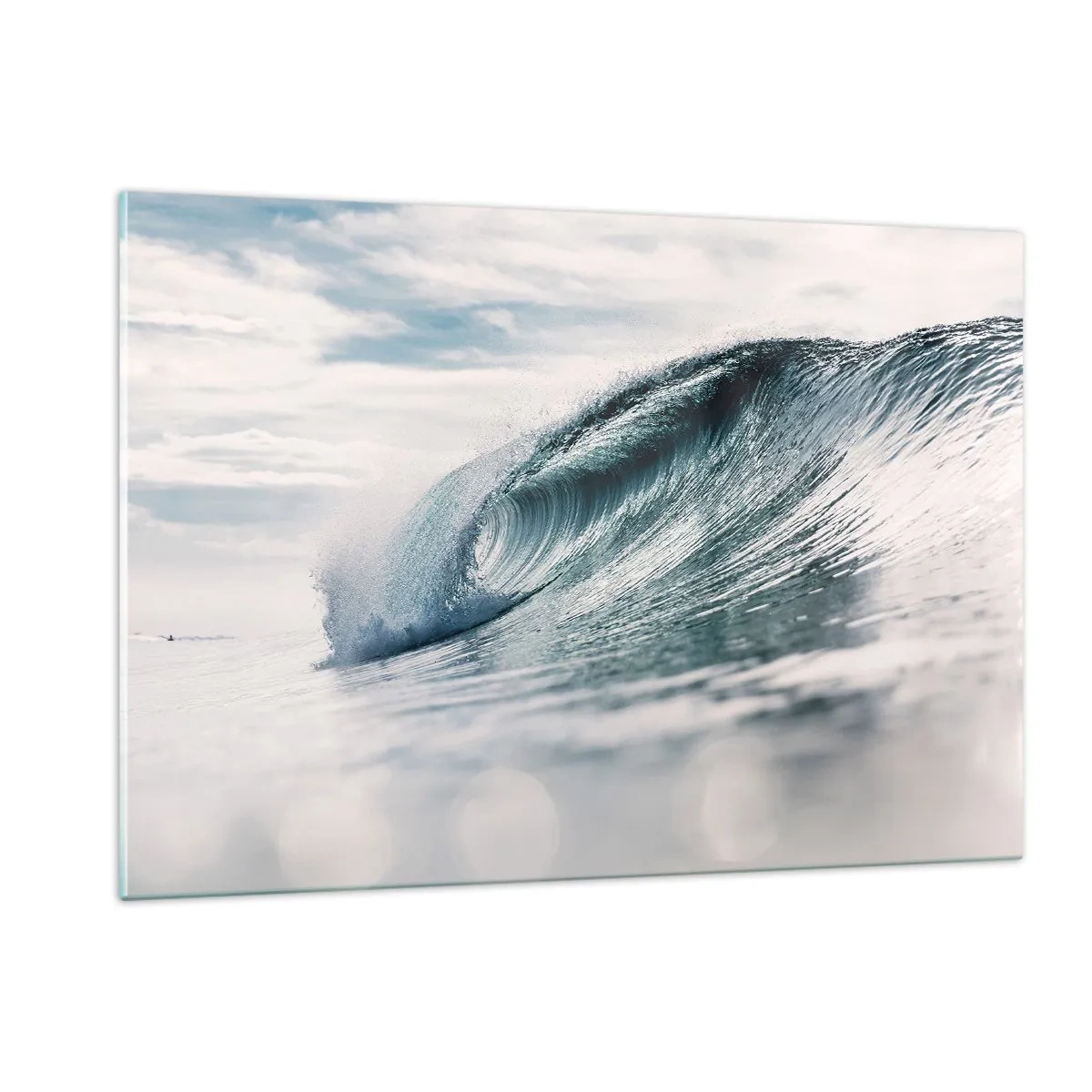 Cuadro sobre vidrio - Impresiones sobre Vidrio - Una poderosa ola del océano bajo los rayos del sol. - 120x80cm - La cima del océano - Decoración de pared moderna para salón y dormitorio ARTTOR