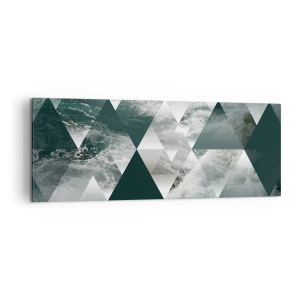 Cuadro sobre lienzo - Impresión de Imagen - Patrón geométrico con motivo de ondas en tonos verdes. - 140x50cm - Una perspectiva de cristal - Decoración de pared moderna para salón y dormitorio ARTTOR