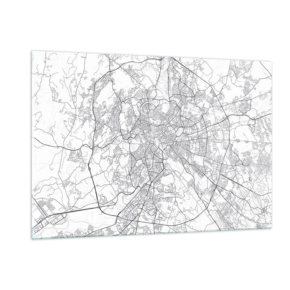 Cuadro sobre vidrio - Impresiones sobre Vidrio - Mapa de Roma con un claro trazado circular de carreteras - 120x80cm - El círculo romano - Decoración de pared moderna para salón y dormitorio ARTTOR