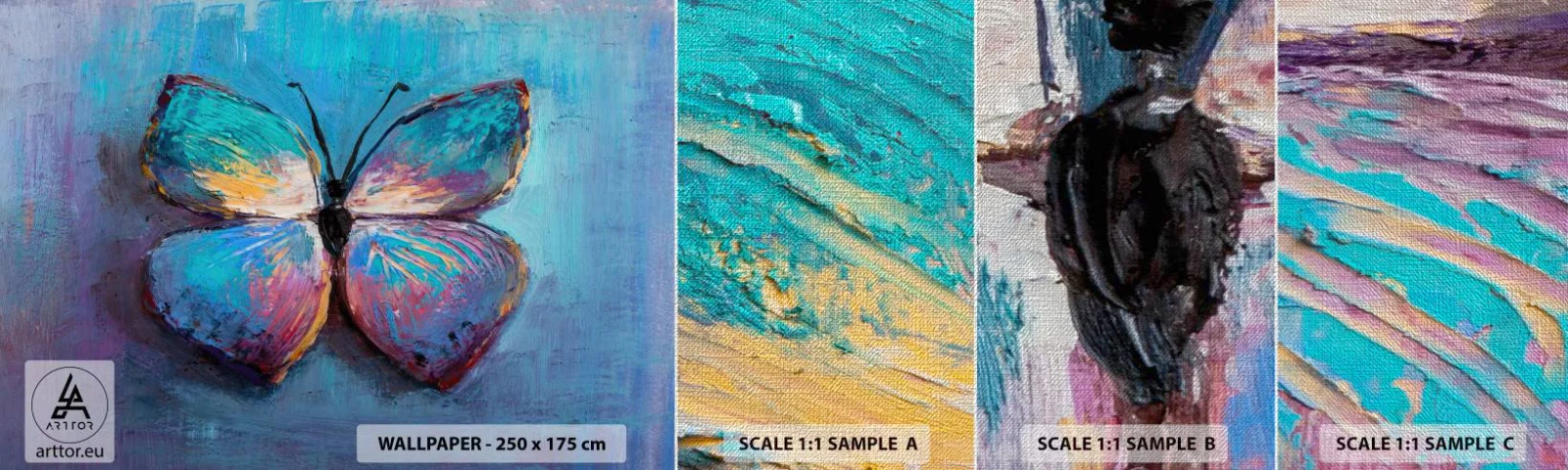 Muestra de fotomural Premium Canvas - En todo su esplendor - Mariposa, Pedazo, Cuadro - 100x30 cm