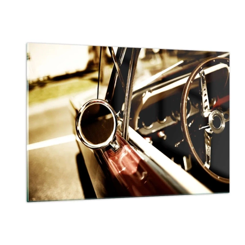 Cuadro sobre vidrio - Impresiones sobre Vidrio - Interior de coche clásico en estilo retro - 120x80cm - Un coche con alma - Decoración de pared moderna para salón y dormitorio ARTTOR