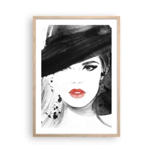 Póster en marco roble claro - Dama de negro - 50x70 cm