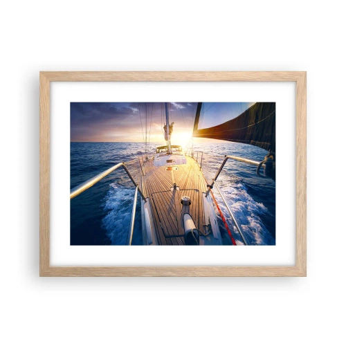 Póster en marco roble claro - Corriendo sobre las olas - 40x30 cm