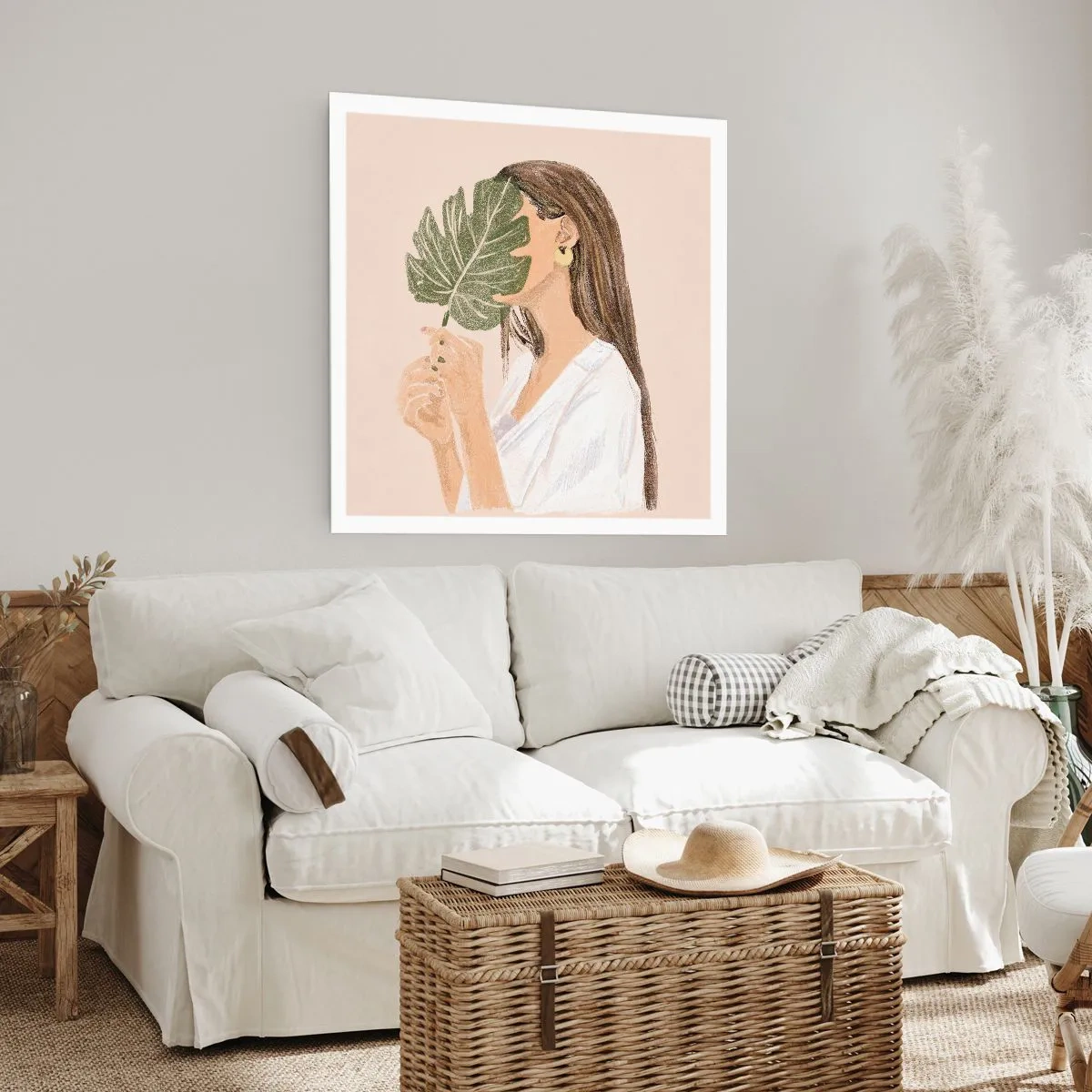 Póster - Retrato misterioso con un abanico - 50x50 cm