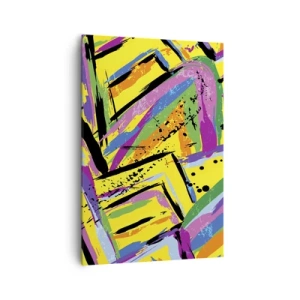 Cuadro sobre lienzo - Impresión de Imagen - Abstracción vívida en colores brillantes y formas dinámicas. - 70x100cm - Grita de alegría - Decoración de pared moderna para salón y dormitorio ARTTOR