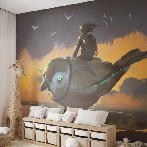 Fotomural Autadhesivo Deluxe Sticker - Una parada en un viaje fantástico - Abstracción, Pájaro, Fantasía - 500x350 cm