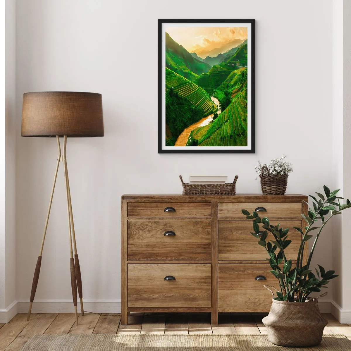 Póster en marco negro - Valle vietnamita - 50x70 cm