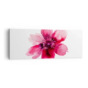 Cuadro sobre lienzo - Impresión de Imagen - Flor rosa en estilo acuarela sobre fondo blanco. - 140x50cm - Un beso con aroma a carmín - Decoración de pared moderna para salón y dormitorio ARTTOR