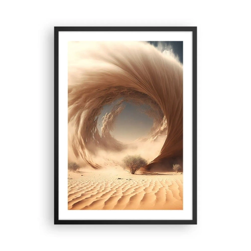 Póster en marco negro - Un fenomenal vórtice de arena en el desierto - 50x70cm - Portal abierto - Decoración de pared moderna para salón y dormitorio ARTTOR