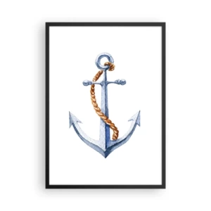 Póster en marco negro - Ancla con cuerda en estilo acuarela - 50x70cm - ¡Ah, aventura! - Decoración de pared moderna para salón y dormitorio ARTTOR