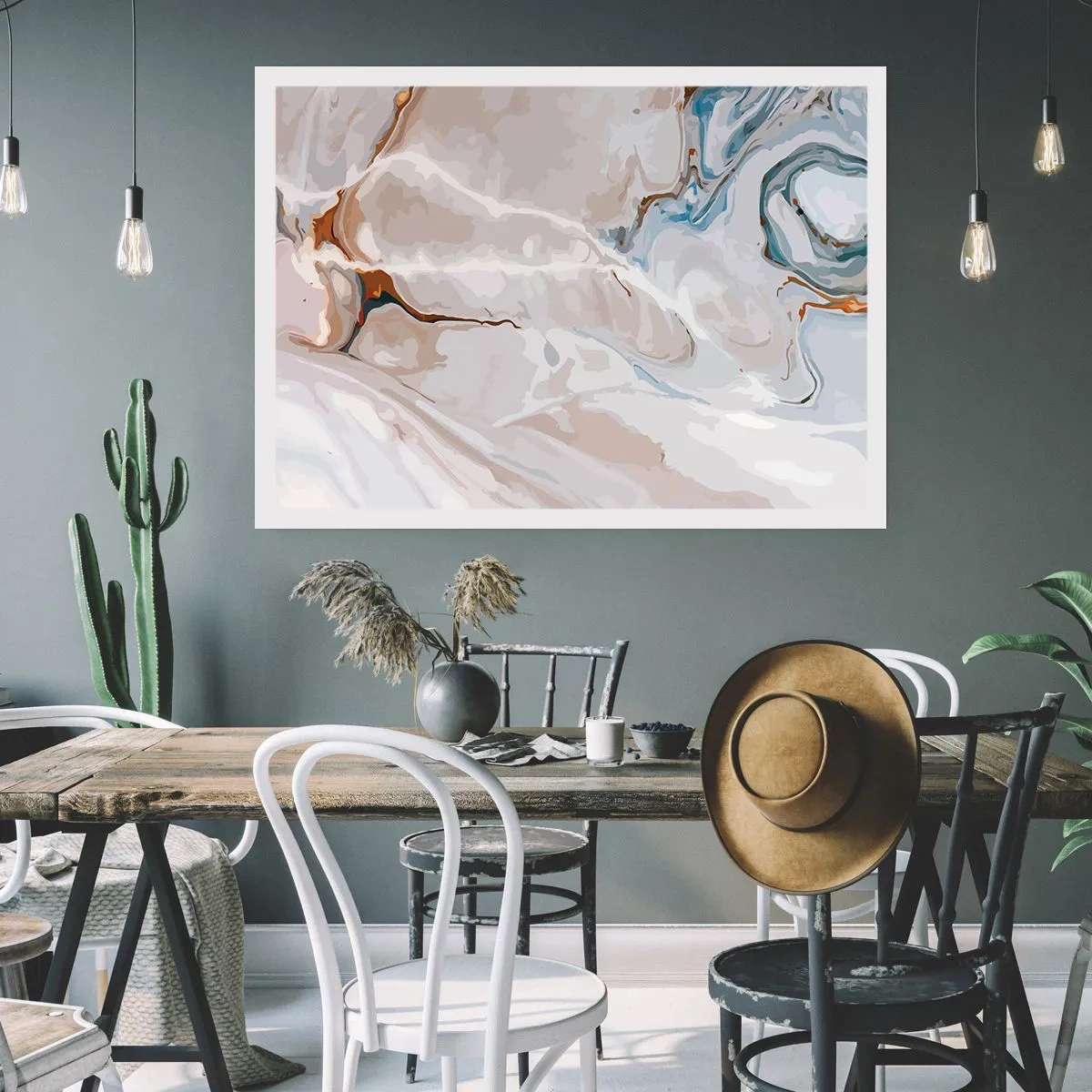 Póster - El azul serpentea por el blanco - 40x30 cm