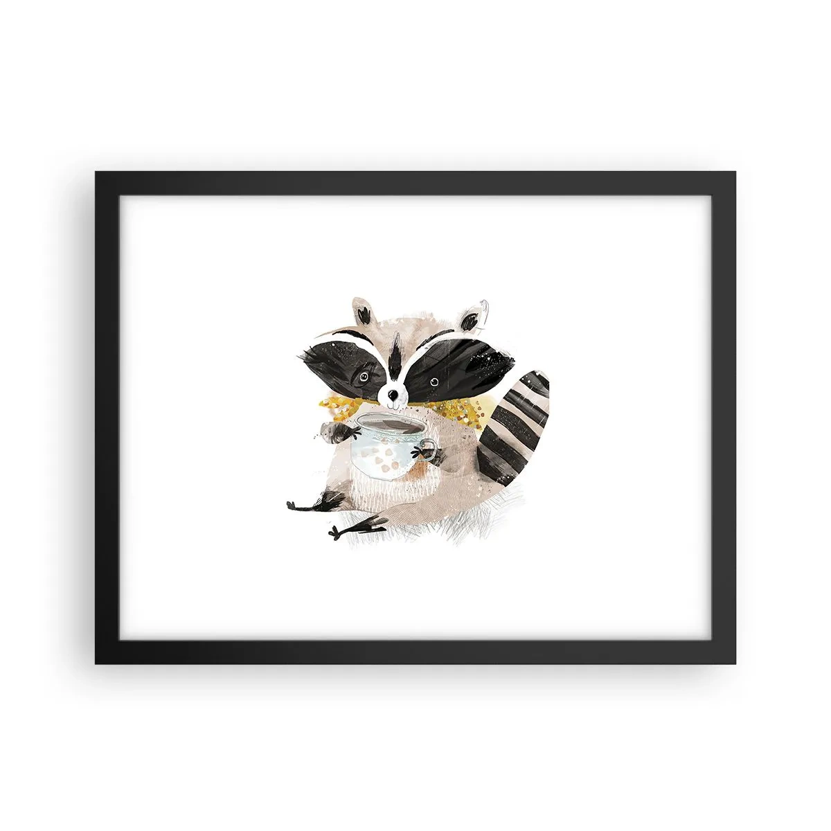 Póster en marco negro - Mi amigo mapache - 40x30 cm