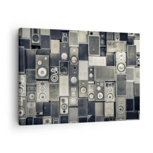 Cuadro sobre lienzo - Impresión de Imagen - Colección de altavoces de estilo retro - 70x50cm - Y todo fluye - Decoración de pared moderna para salón y dormitorio ARTTOR
