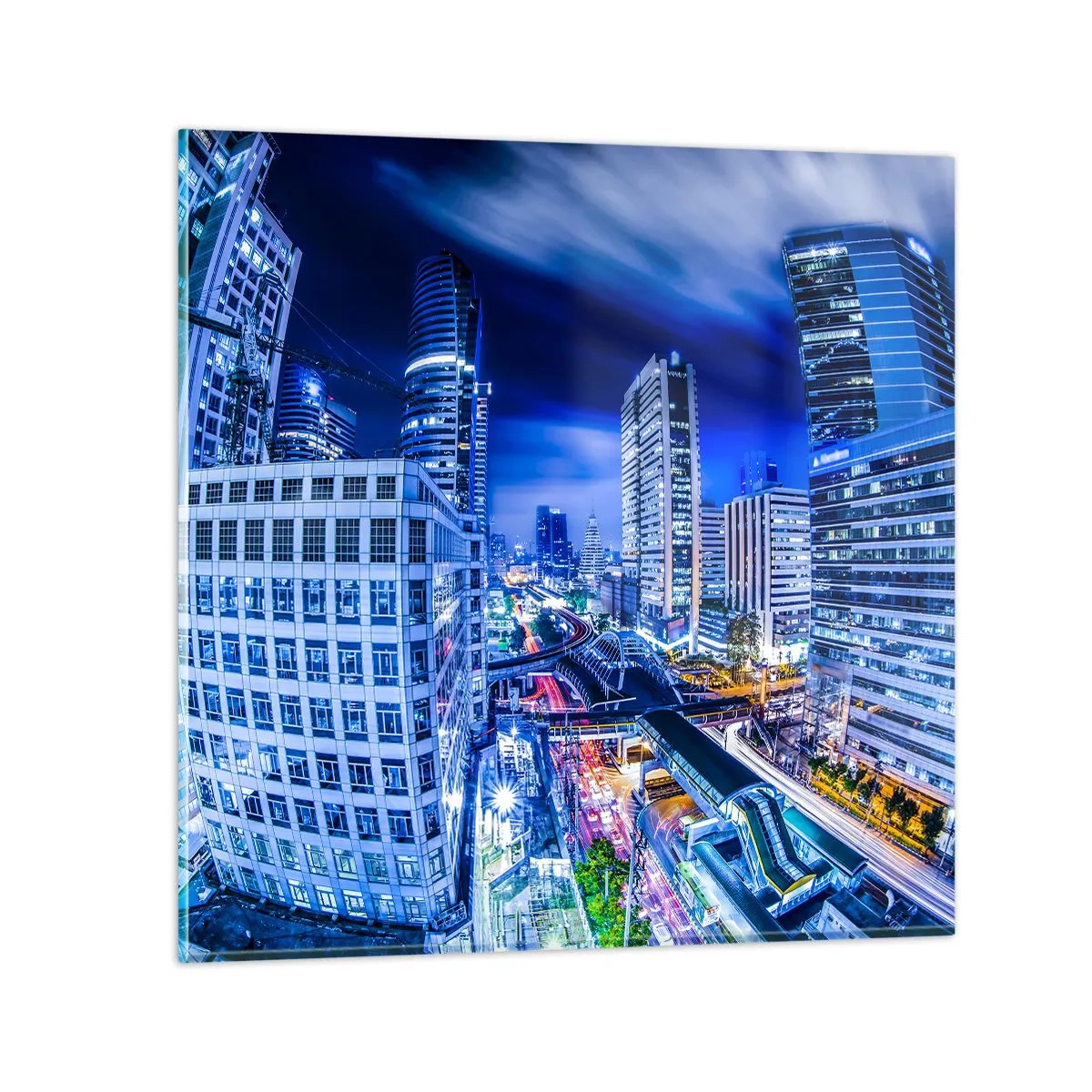 Cuadro sobre vidrio - Impresiones sobre Vidrio - Ritmos de la ciudad nocturna - 70x70 cm