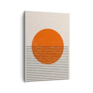 Cuadro sobre lienzo - Impresión de Imagen - Sol minimalista con líneas geométricas. - 50x70cm - Siempre el sol - Decoración de pared moderna para salón y dormitorio ARTTOR