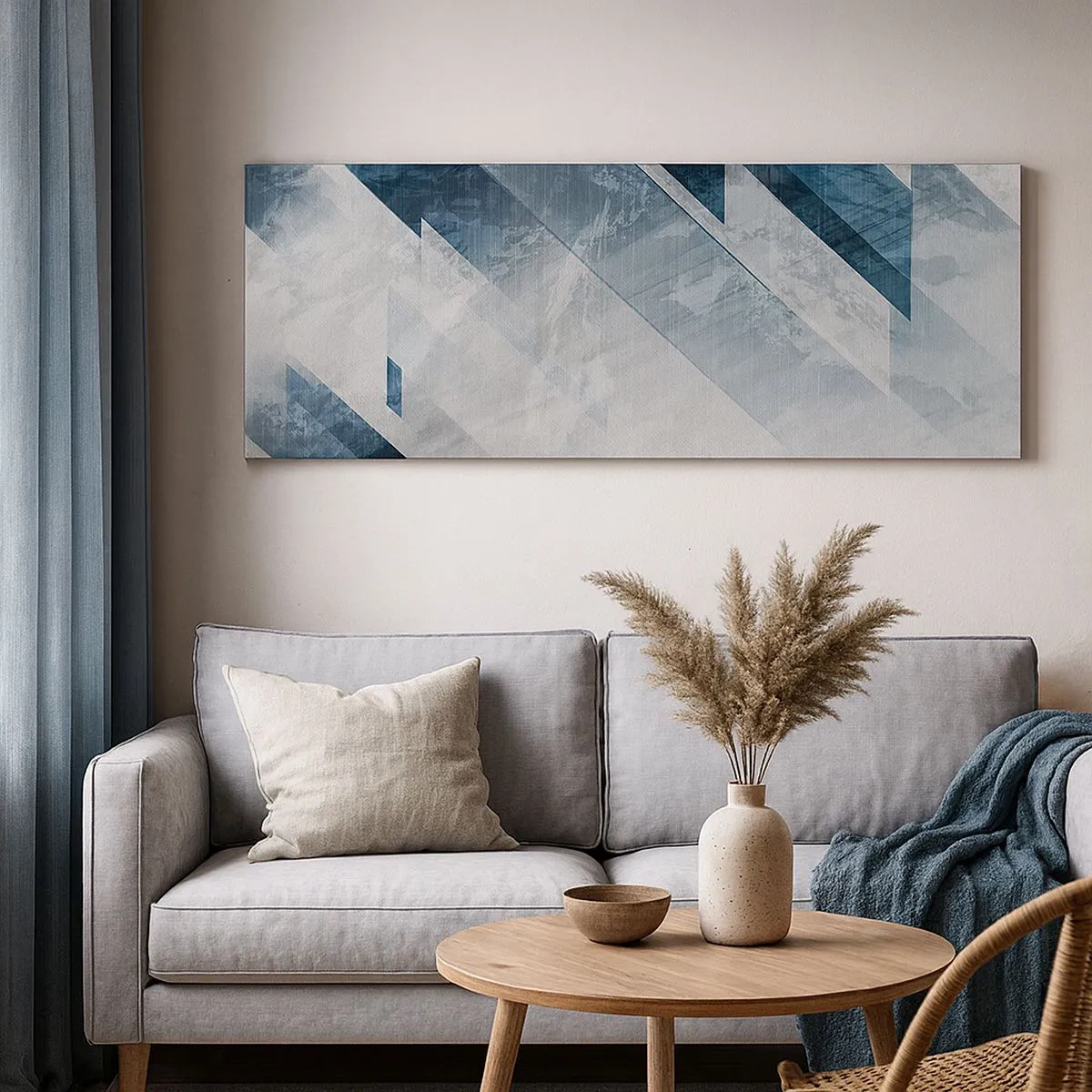 Cuadro sobre lienzo - Impresión de Imagen - Composición espacial - movimiento de grises - 100x40 cm