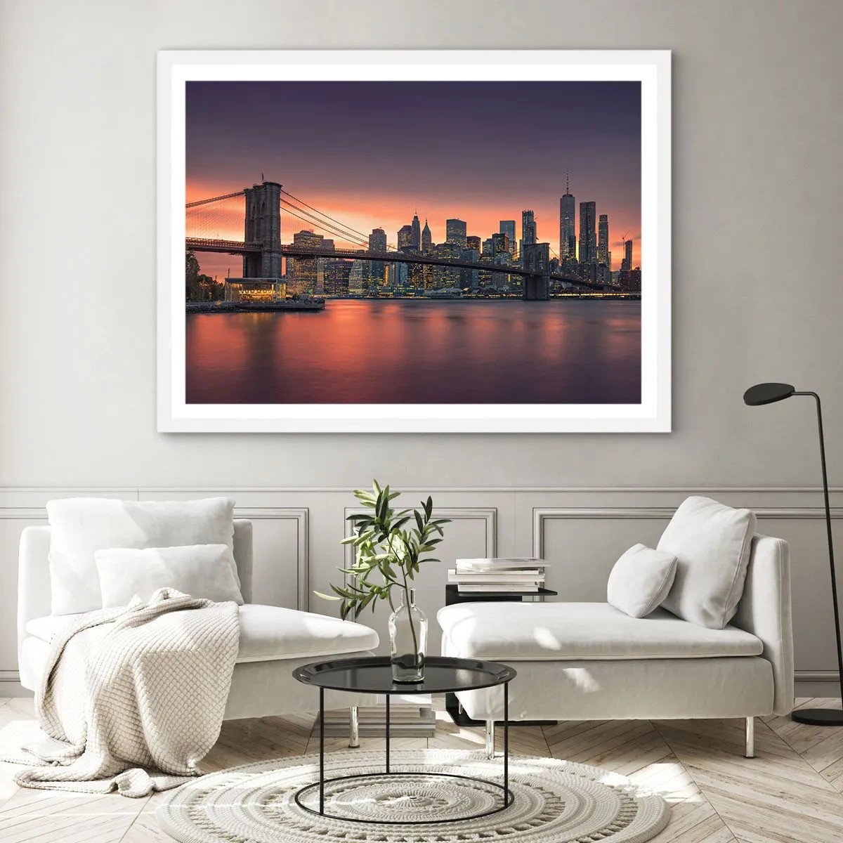 Póster en marco blanco - Ahogado en el silencio lila - 50x40 cm