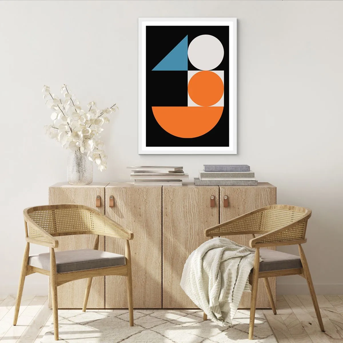 Póster en marco blanco - Diseño con figuras - 40x50 cm