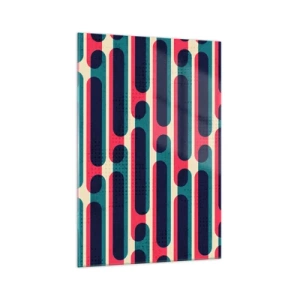 Cuadro sobre vidrio - Impresiones sobre Vidrio - Patrón geométrico retro con colores pastel. - 70x100cm - Profundidad y relieve - Decoración de pared moderna para salón y dormitorio ARTTOR