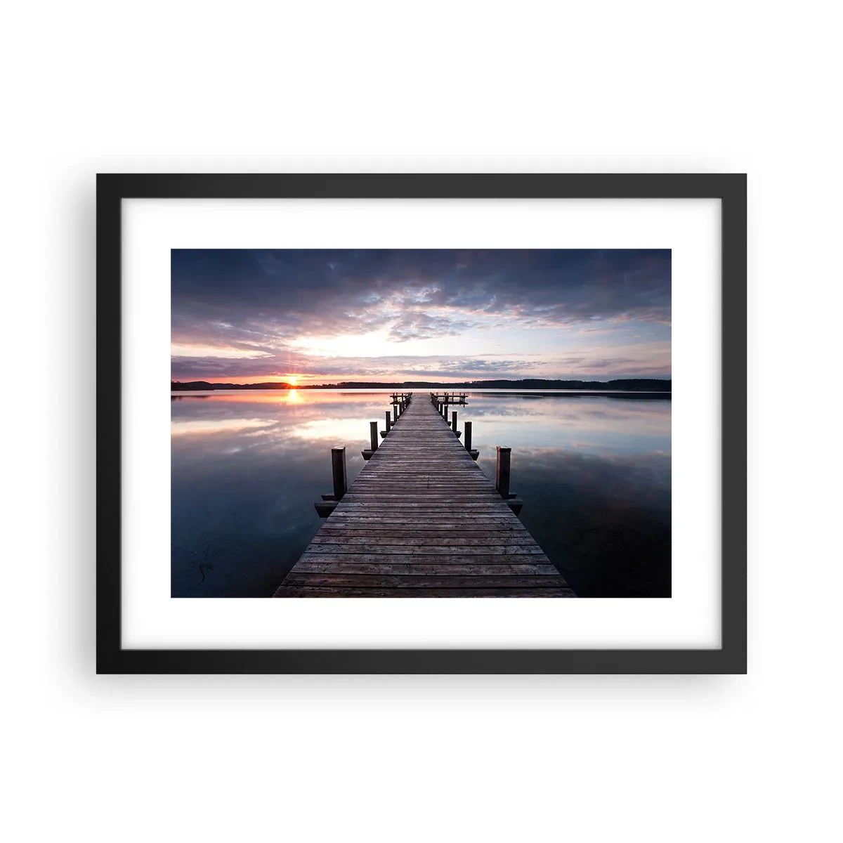 Póster en marco negro - Frontera silenciosa del día y la noche - 40x30 cm