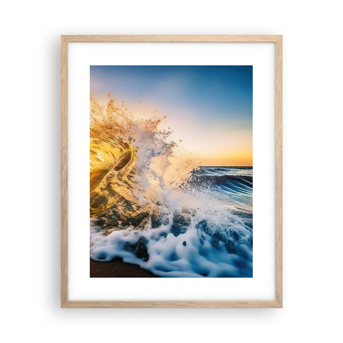 Póster en marco roble claro - Jugando en la arena - 40x50 cm