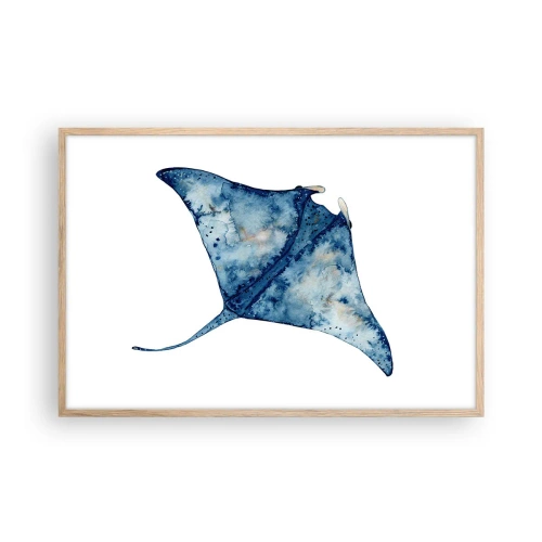 Póster en marco roble claro - La vida en azul - 91x61 cm