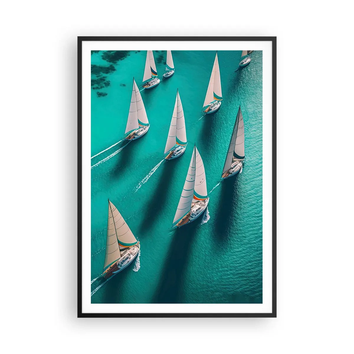 Póster en marco negro - En competición con el viento - 70x100 cm