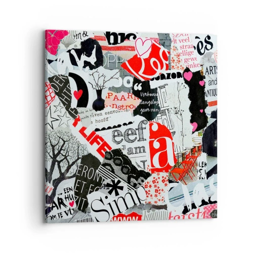 Cuadro sobre lienzo - Impresión de Imagen - Collage hipster - 70x70 cm