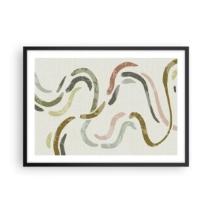 Póster en marco negro - Arcos abstractos en colores pastel - 70x50cm - La alegre danza de la abstracción - Decoración de pared moderna para salón y dormitorio ARTTOR