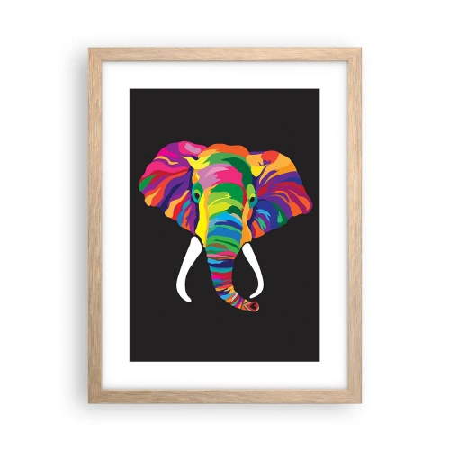 Póster en marco roble claro - El elefante al que le gustaba bañarse en el arco iris - 30x40 cm