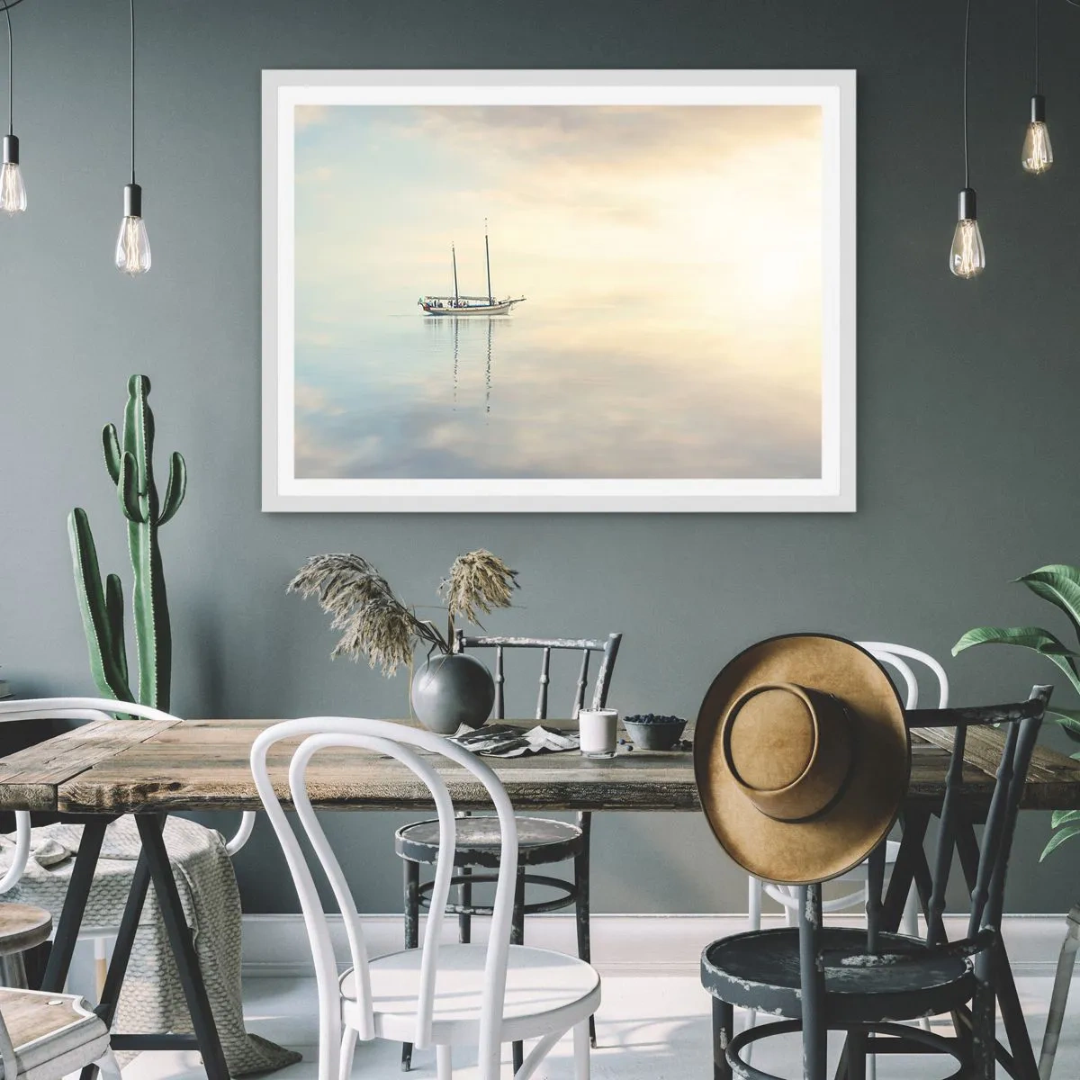 Póster en marco blanco - En un mar de silencio - 70x50 cm