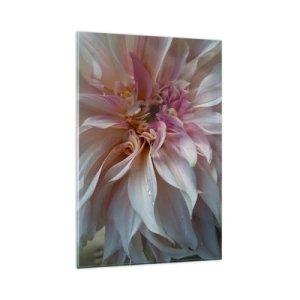 Cuadro sobre vidrio - Impresiones sobre Vidrio - Primer plano de delicados pétalos de flores rosas con gotas de agua. - 80x120cm - Frescura floreciente - Decoración de pared moderna para salón y dormitorio ARTTOR