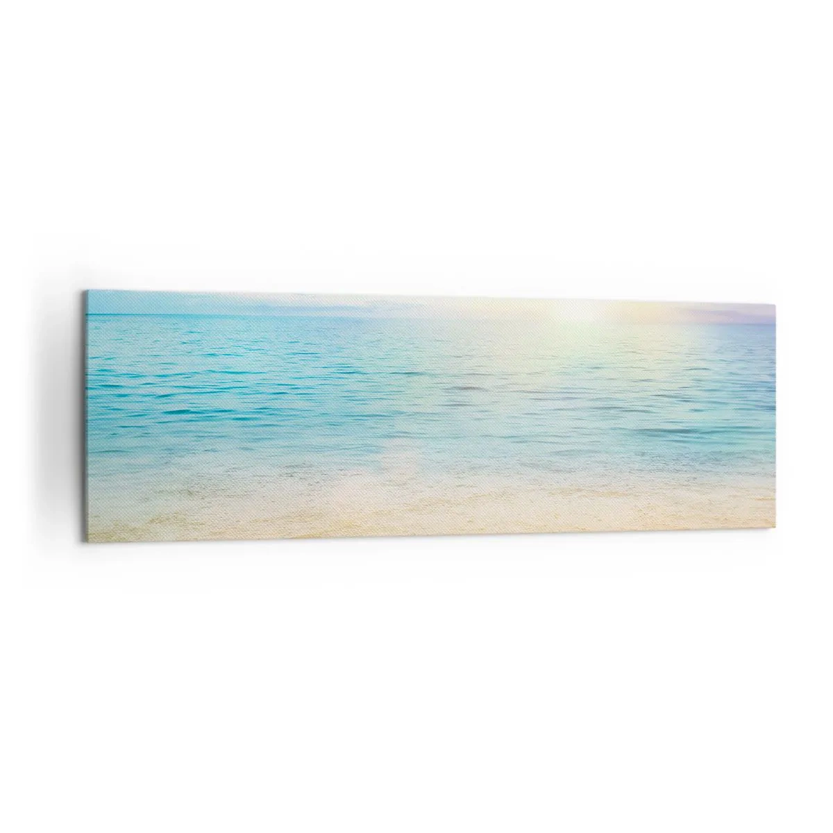 Cuadro sobre lienzo - Impresión de Imagen - Una playa con mar turquesa y cielo despejado. - 160x50cm - Gran cielo azul - Decoración de pared moderna para salón y dormitorio ARTTOR