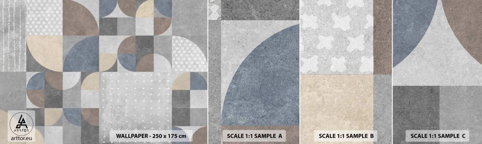 Muestra De Fotomural Standard Eco - Fantasía cerámica - Abstracción, Pedazo, Patrón geométrico - 100x30 cm