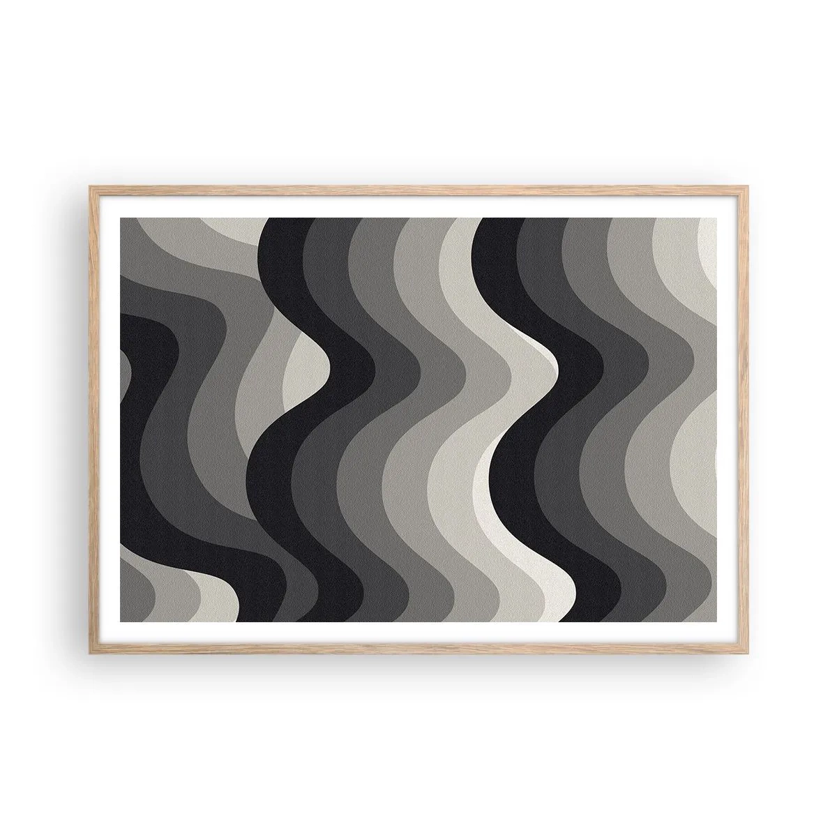Póster en marco roble claro - Ola tras ola - 100x70 cm