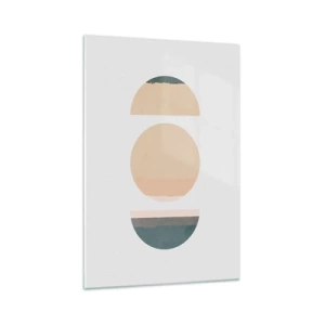 Cuadro sobre vidrio - Impresiones sobre Vidrio - Formas geométricas abstractas en colores pastel - 70x100cm - Círculo tras círculo - Decoración de pared moderna para salón y dormitorio ARTTOR