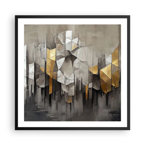 Póster en marco negro - Composición hecha de hielo y luz - 60x60 cm