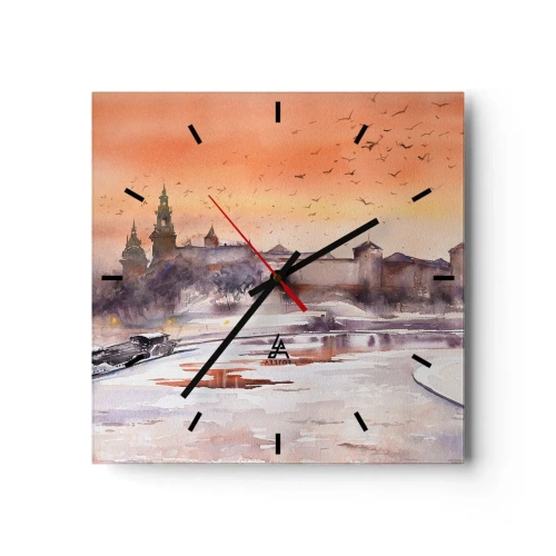 Reloj de pared - Reloj de vidrio - Atardecer real - 40x40 cm