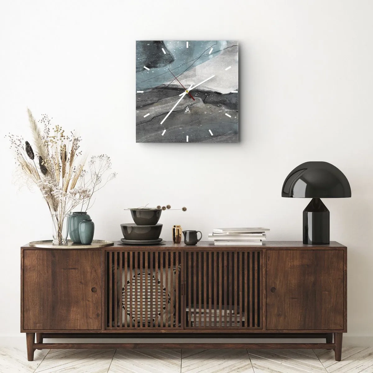 Reloj de pared - Reloj de vidrio - Abstracción: rocas y hielo - 40x40 cm