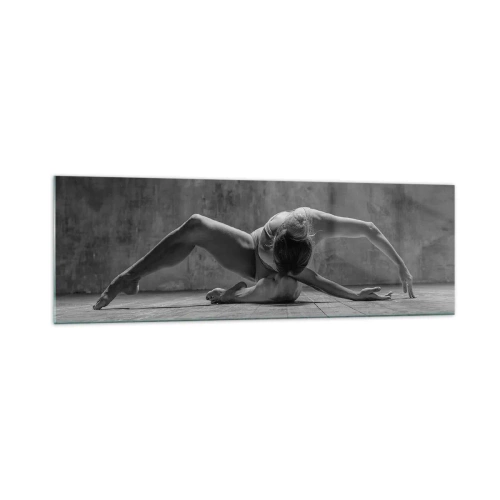 Cuadro sobre vidrio - Impresiones sobre Vidrio - Una bailarina en pose artística. - 160x50cm - Simetría encontrada - Decoración de pared moderna para salón y dormitorio ARTTOR