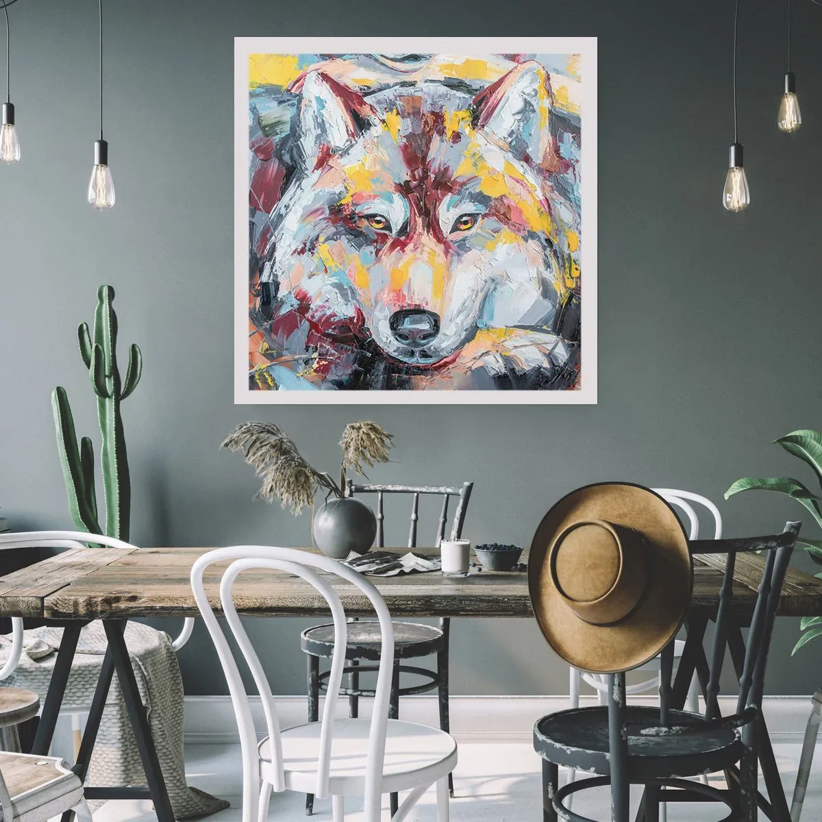 Póster - Pinceladas de lobo - 50x50 cm