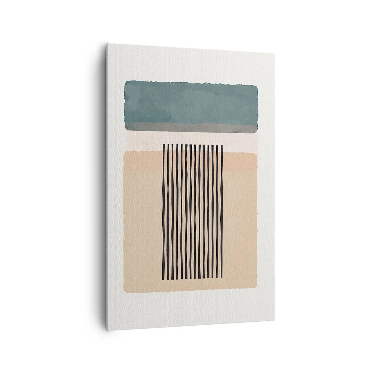 Cuadro sobre lienzo - Impresión de Imagen - Formas geométricas minimalistas en tonos beige y verdes. - 80x120cm - Todo en orden - Decoración de pared moderna para salón y dormitorio ARTTOR