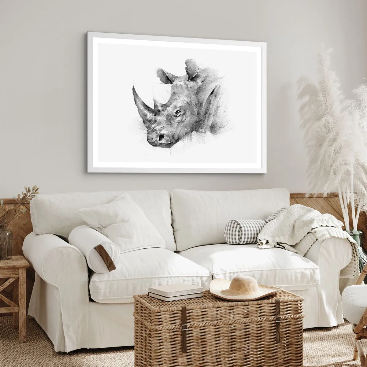 Póster en marco blanco - Retrato africano - 100x70 cm