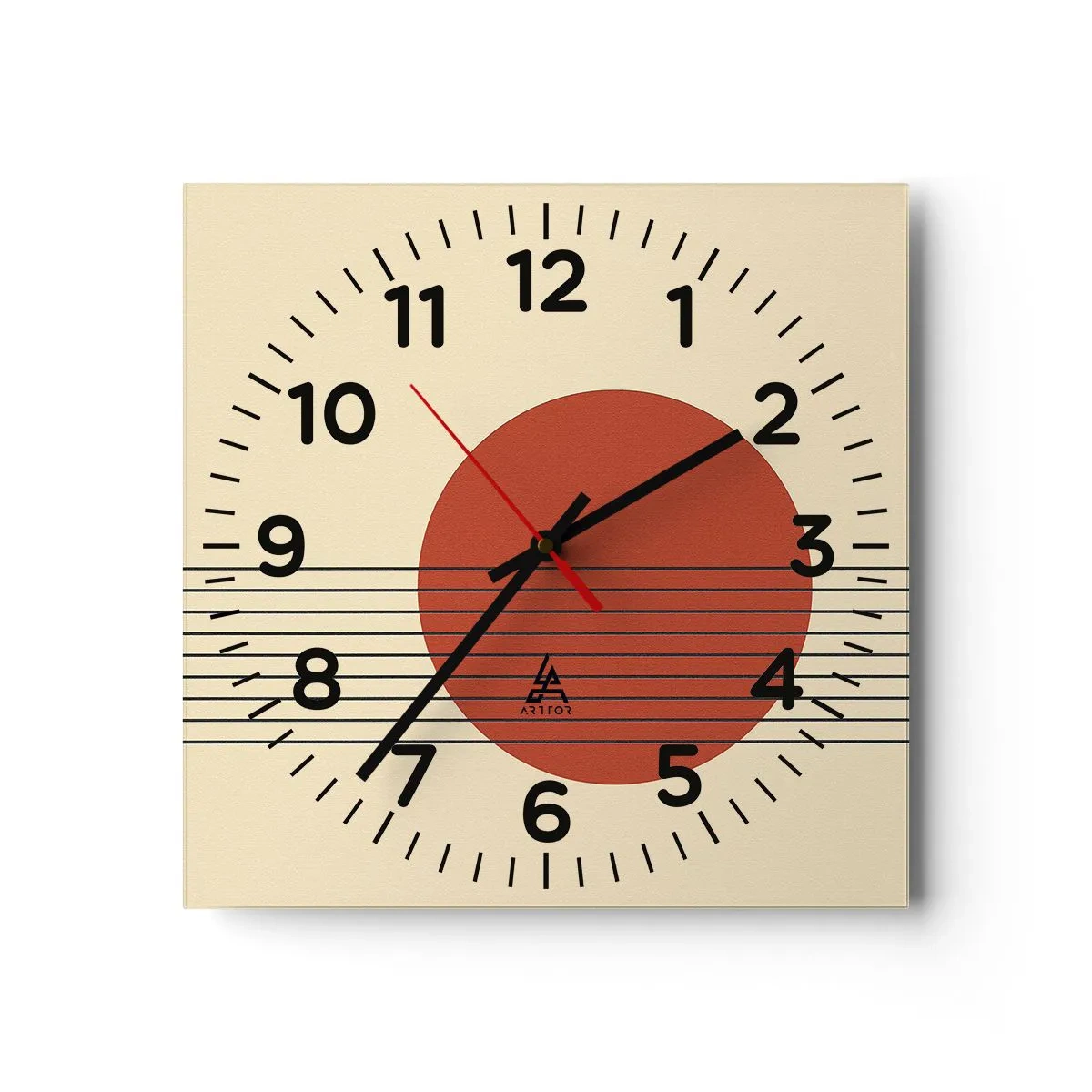 Reloj de pared - Reloj de vidrio - Cruzando el círculo - 30x30 cm